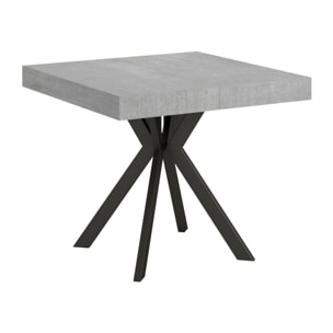 Tavolo allungabile 90x90/194 cm Dolcezza cemento gambe antracite