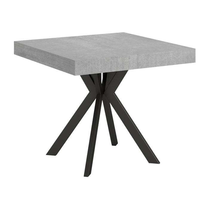 Tavolo allungabile 90x90/194 cm Dolcezza cemento gambe antracite