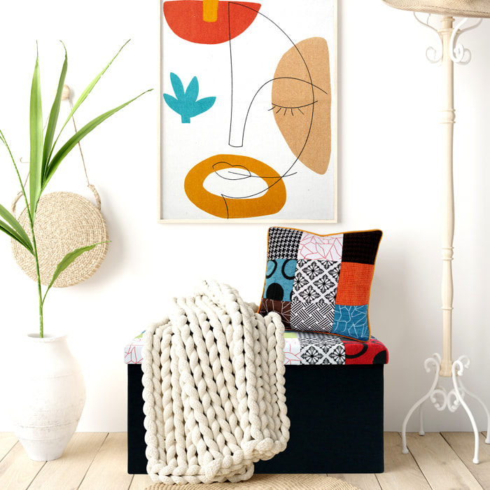 Coussin - HOME DECO FACTORY - Patchwork - Déhoussable - Multicolore