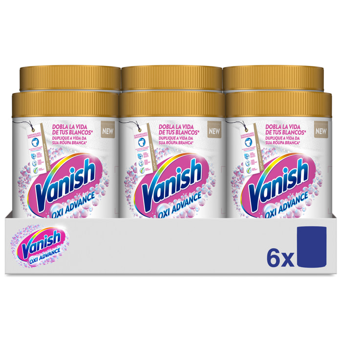 Vanish Oxi Advance Quitamanchas para la Ropa Blanca, elimina olores, potenciador de Lavado en polvo - 6x400 gr