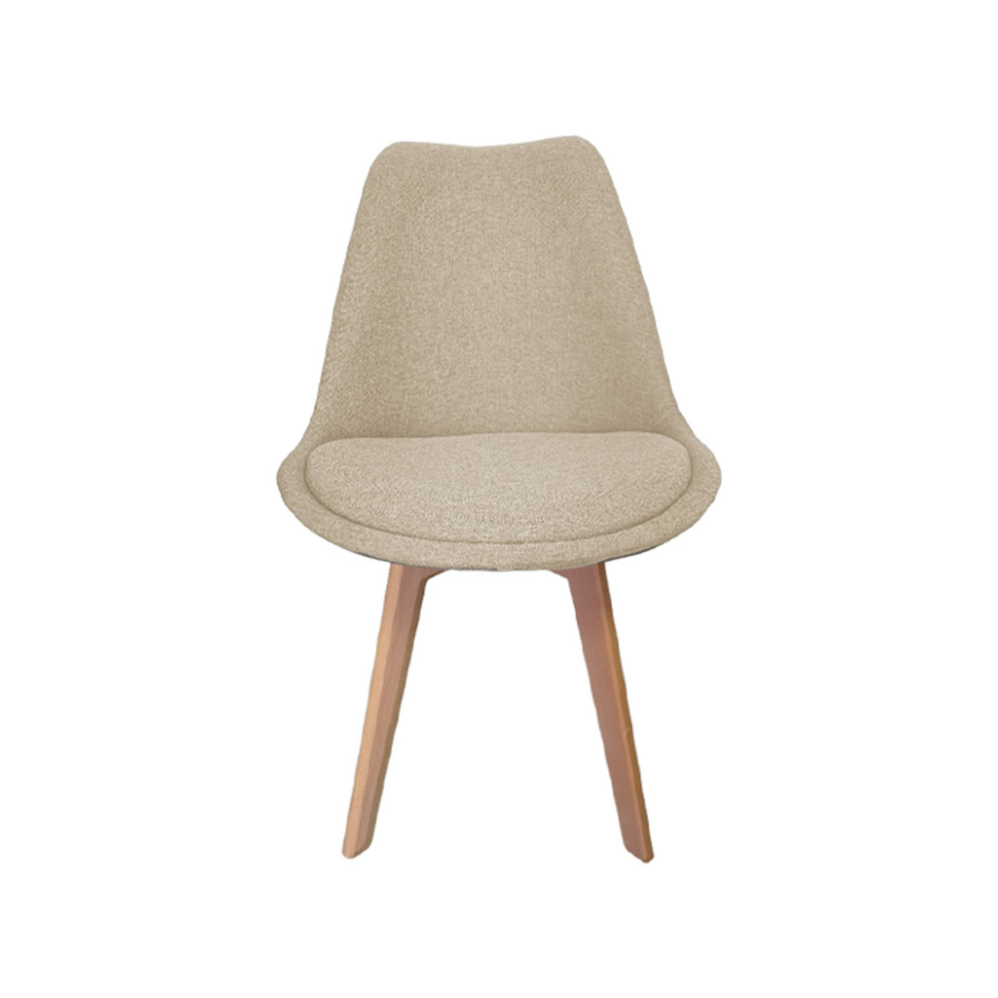 Lot de 4 chaises scandinaves revêtement tissu taupe. pieds bois de hêtre - Nils