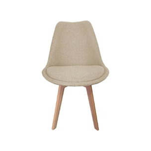 Lot de 4 chaises scandinaves revêtement tissu taupe. pieds bois de hêtre - Nils
