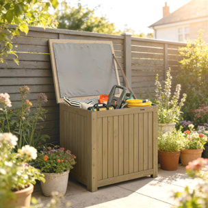 Coffre de jardin bois 130L doublure amovible