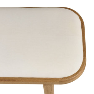 AMY - Banc 1 place avec coussin blanc en bois de mindi et rotin naturel AMY