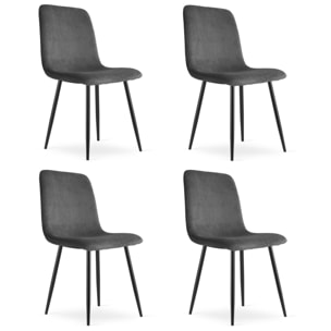 Set di 4 Sedie Rift in Velluto a Coste Grigio con Gambe Nere