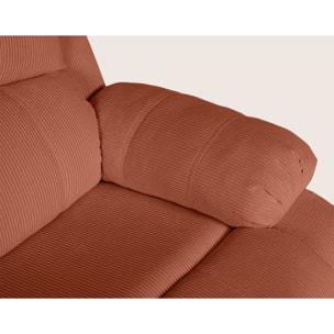 Armand - Canapé 2 places relax électrique en velours côtelé - Terracotta