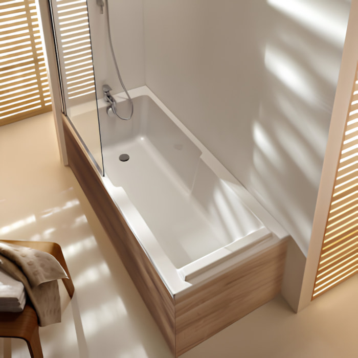 Baignoire droite 170 X 75 Corvette confort acrylique renforcé avec bonde