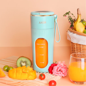 Mini frullatore portatile da 340 ml con 10 lame in acciaio, schermo LCD e avvio di sicurezza con doppio clic.