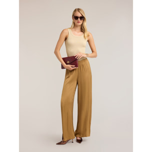Motivi - Top in jersey a coste in viscosa lurex - Beige