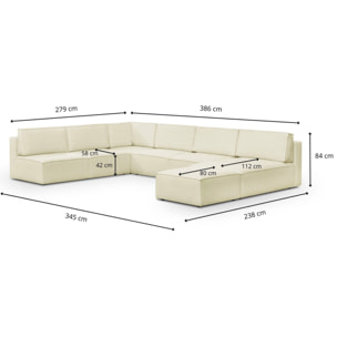 Canapé d'angle gauche convertible 10+1 places en tissu bouclé - HARPER MOD