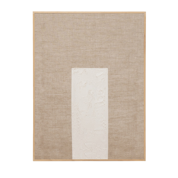 Cuadro beige y blanco decorativo sobre lino con bastidor de madera pintado artesanalmente con pintura al óleo en varias medidas