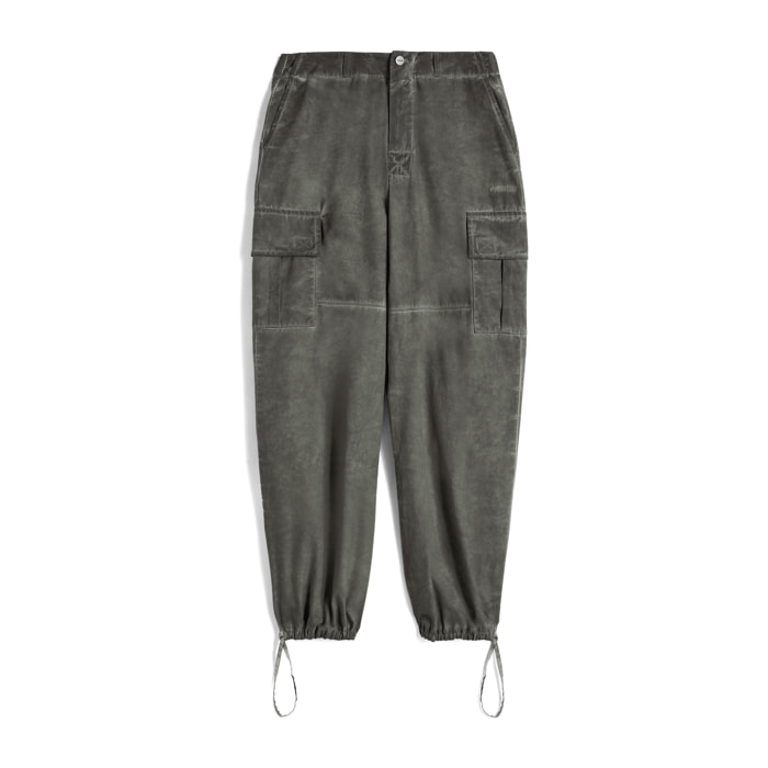 Pantaloni cargo in canvas tinto capo cold dyed