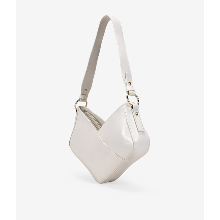 Bolso de hombro beige asimétrico