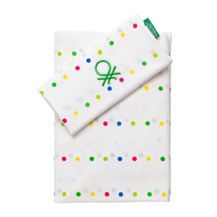 Set 3pc cama (sábana bajera 90x200+30cm + sábana encimera 160x240cm + funda almohada 45x110cm) rainbow Benetton