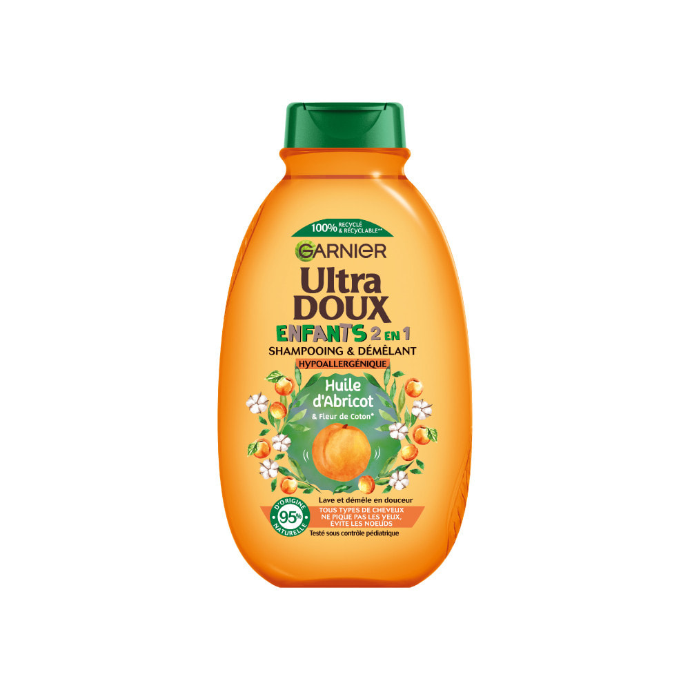 Lot de 12 - Garnier Ultra Doux Huile d'Abricot & Fleur de Coton Enfants 2-en-1 Shampooing & Démêlant 300ml