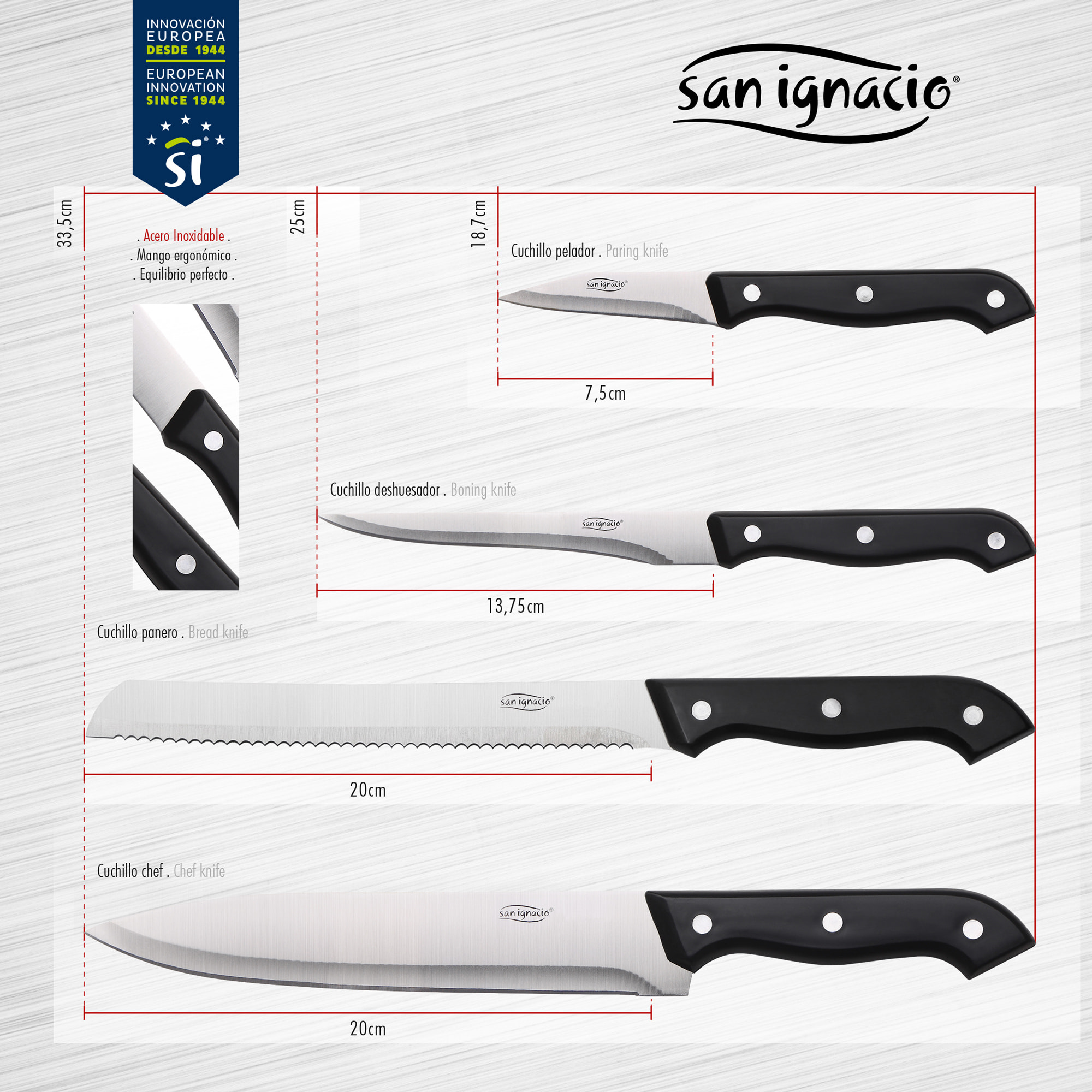 Cuchillo pelador 7.5cm  colección Toledo San Ignacio