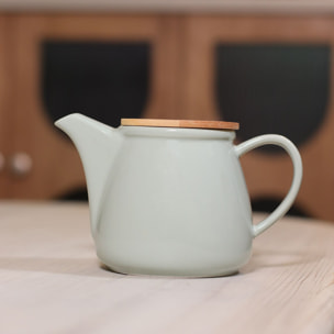 Théière en grès céladon avec couvercle en bois 500ml ANNA