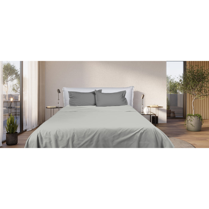 UNO CASA DESIGN Completo Letto Bice 25 Bicolor in Puro Cotone_Matrimoniale_grigio-scuro