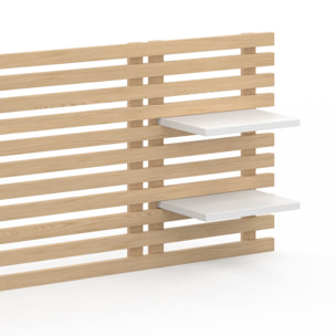 Tête de lit murale Ava en tasseaux 240cm avec étagères