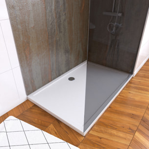 Pack panneaux muraux Wood Stone + paroi FREEDOM 2 FUMEE + receveur WHITNESS
