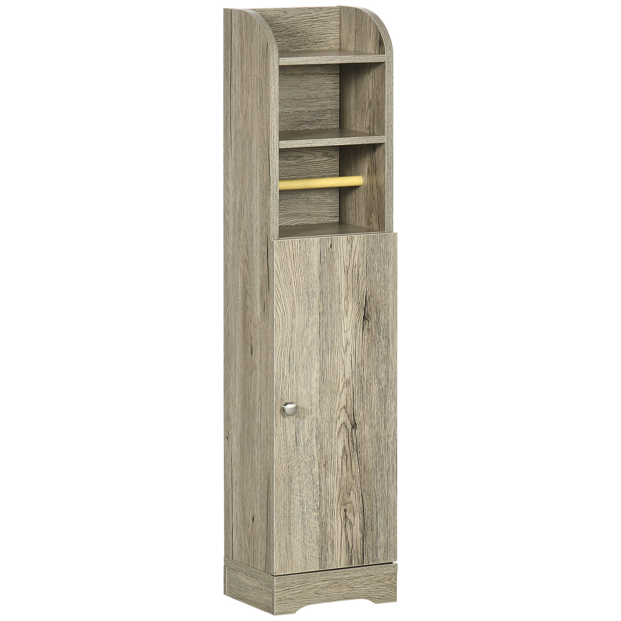 Meuble WC armoire toilette - porte, 2 étagères, niche, support papier - dim. 23L x 18l x 100H cm - gris