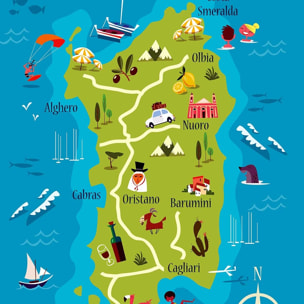 Poster de tourisme en sardaigne Affiche sous cadre noir