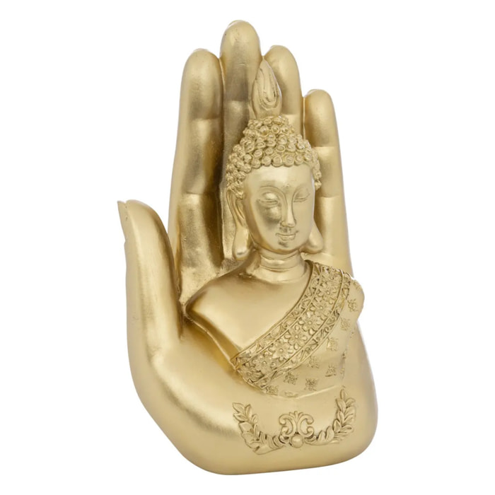 Statuette bouddha "Andy" résine doré H18cm