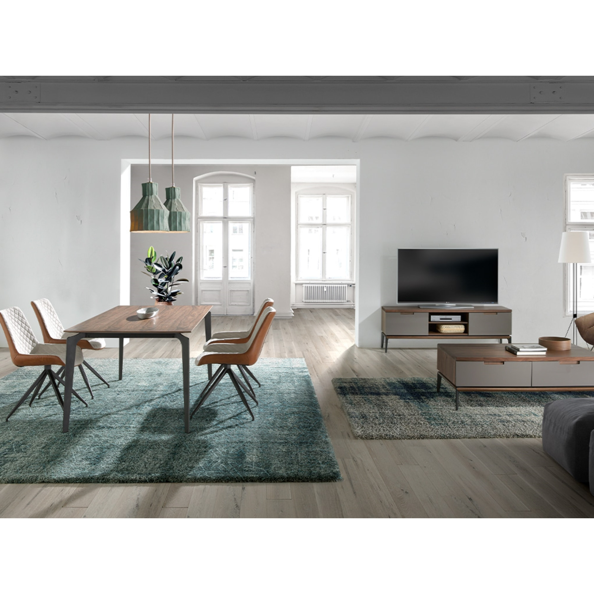 Mueble TV – Crema mate y nogal