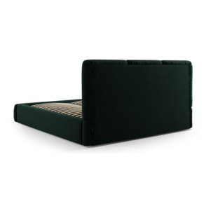 Lit coffre avec tête de lit "Nicolas" 180x200cm en velours vert bouteille