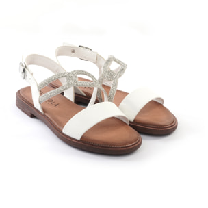 SANDALO FLAT STRASS BIANCO