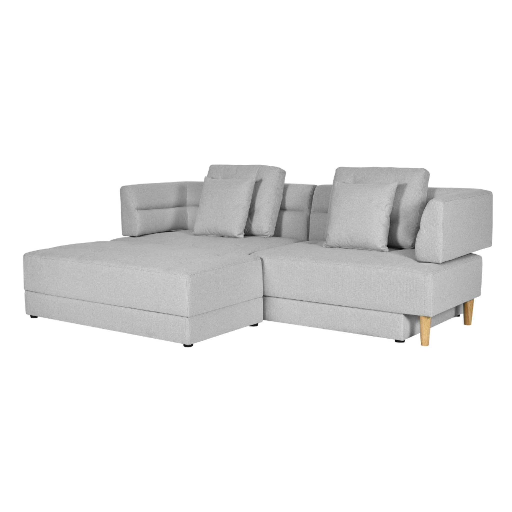 Canapé 4 places multifonction en tissu gris clair COLIN
