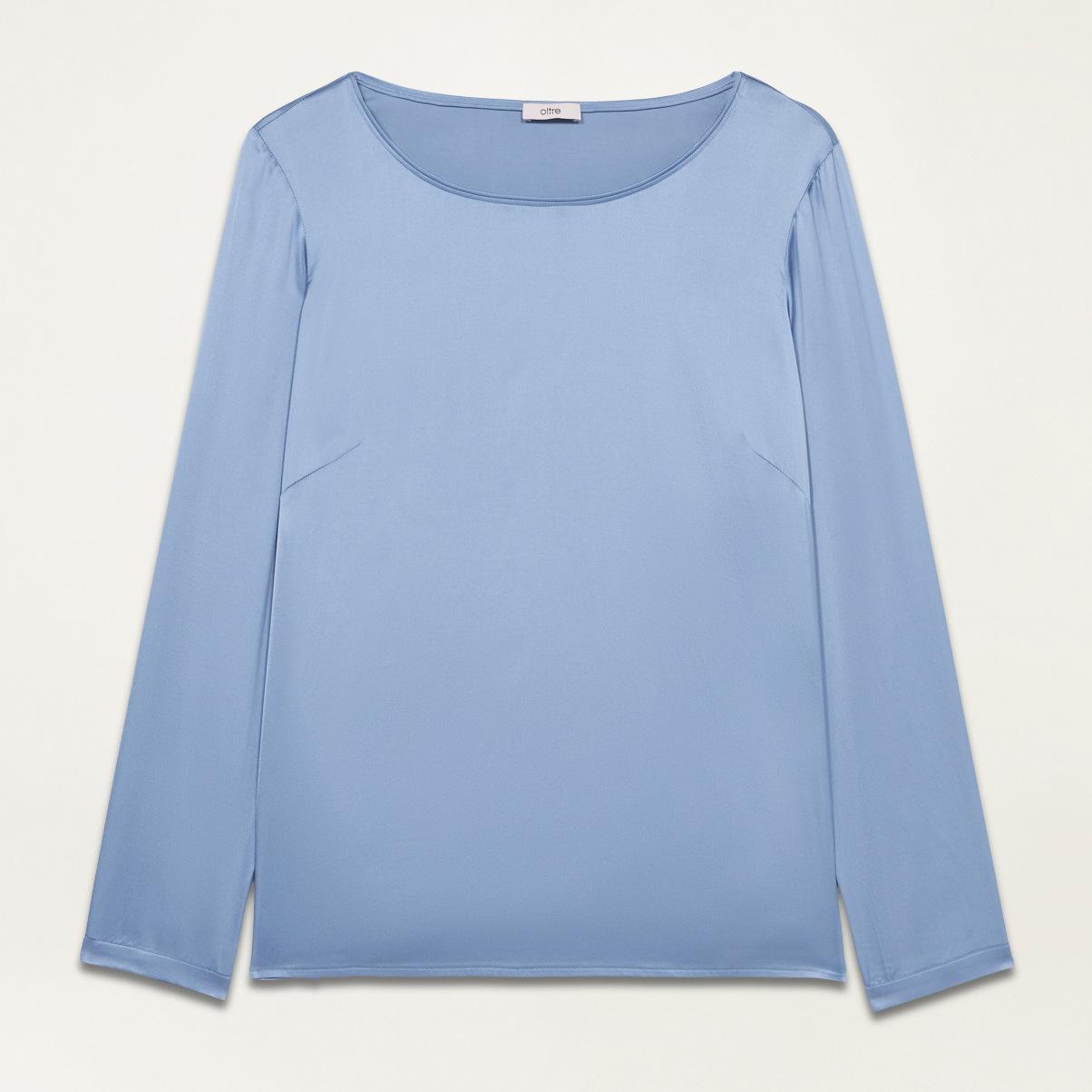 Oltre - Blusa in raso di viscosa - Azzurro