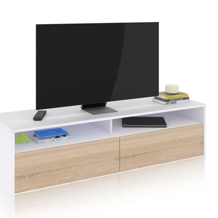 Mueble TV Elba 2 puertas Blanco Artik (Blanco Mate) - Roble Canadian