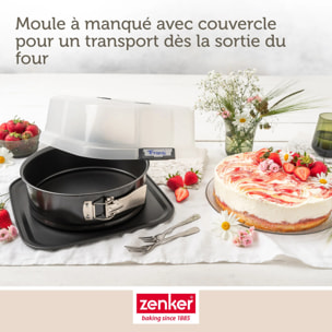 Moule à charnière rond 23 cm avec couvercle de transport Zenker Bake Click and Go