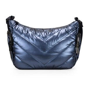 Bolso bandolera azul en nailon con cremallera