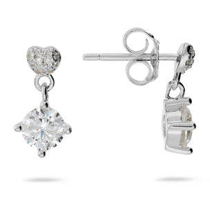 Orecchini Pendenti Cuore in Argento 925 placcato Oro Giallo 14Kt con Ciondolo in Cubic Zirconia