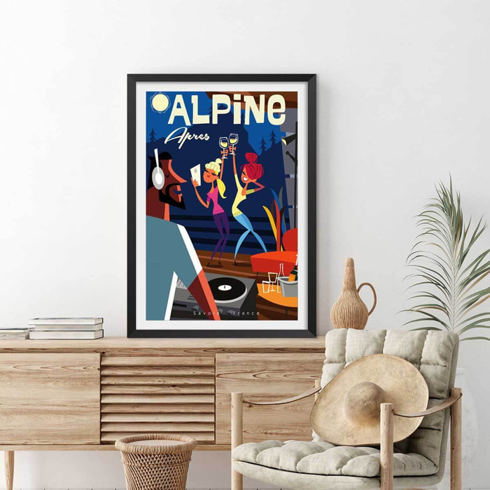 Poster vintage after ski en savoie Affiche seule