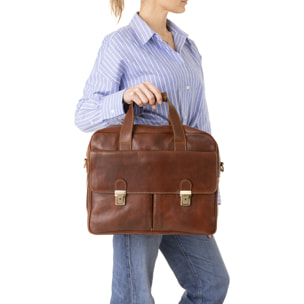 Borsa a mano  unisex In Vera pelle Made in Italy 38x36x10 cm