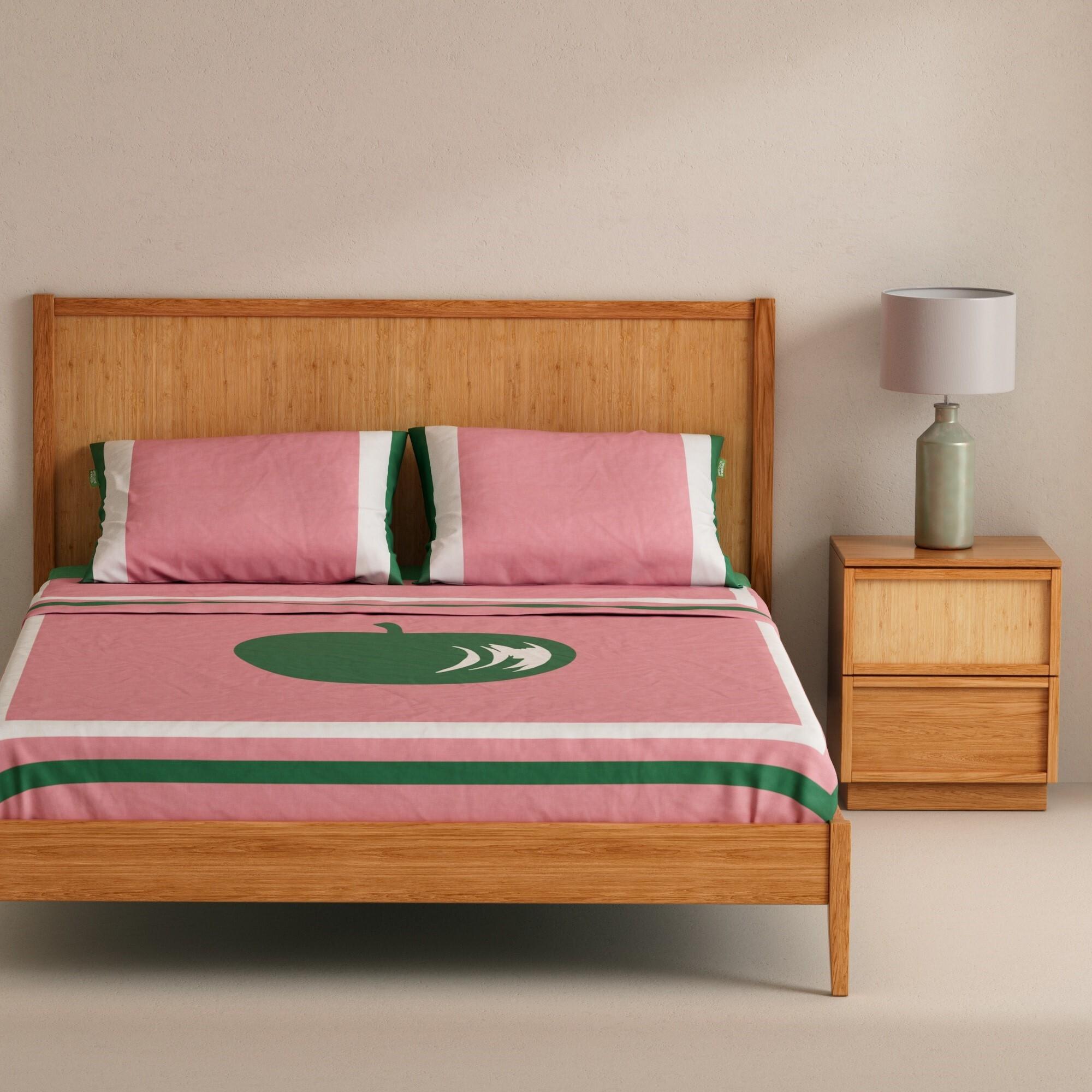 set de sabanas 4pcs cama doble: sabana encimera + sabana bajera + 2 fundas de almohada Benetton fruits