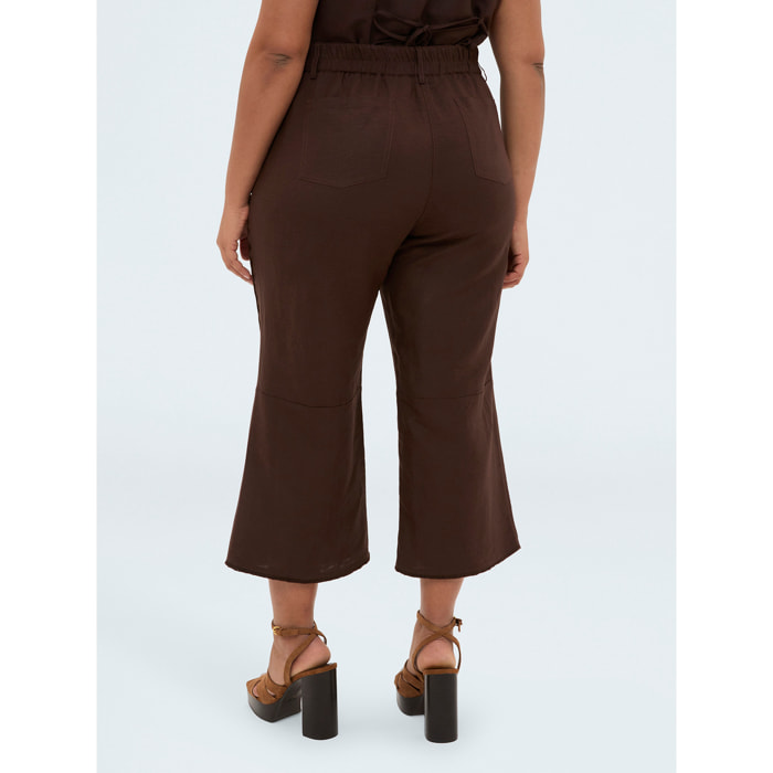 Fiorella Rubino - Pantaloni in misto lino e viscosa - Marrone