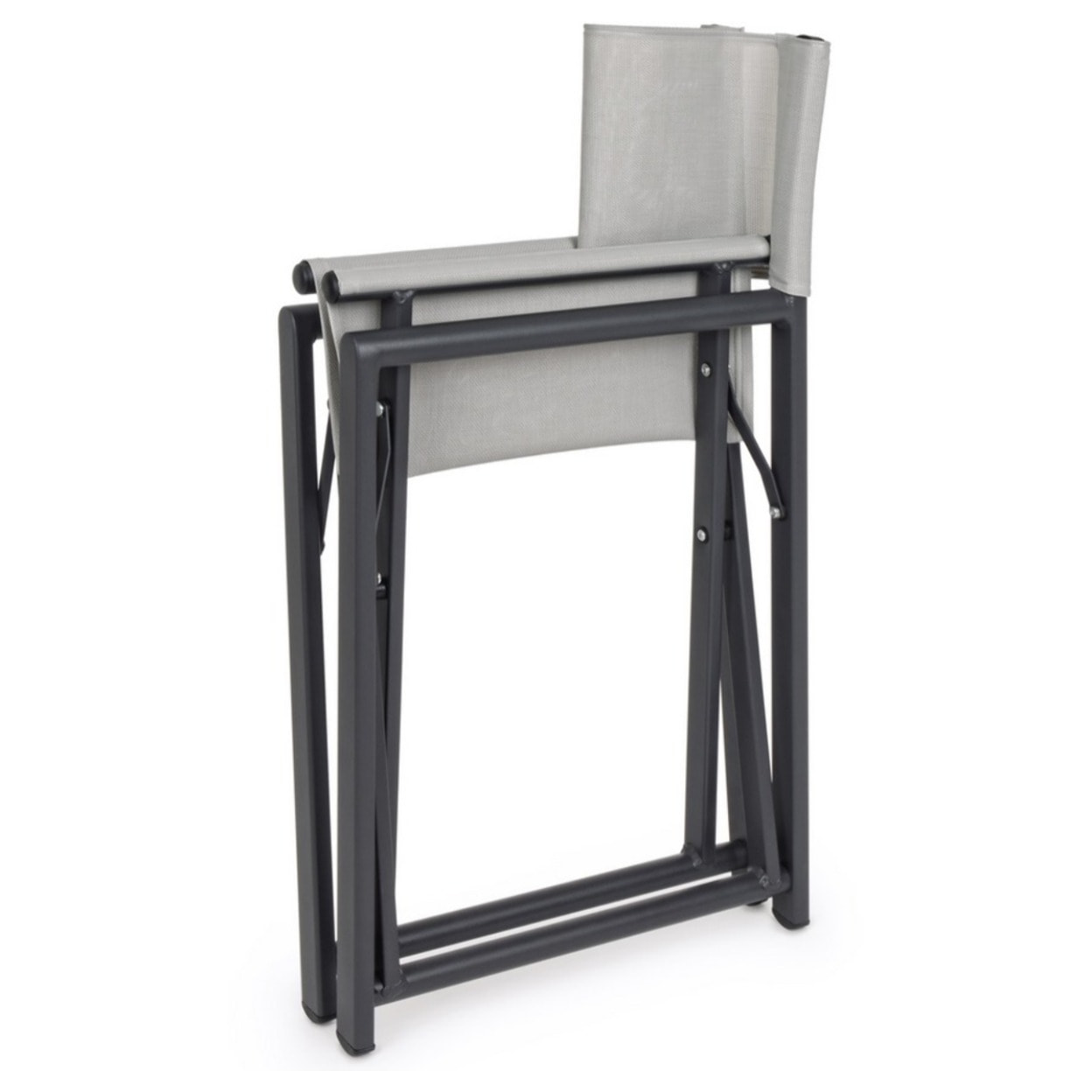 Sedie regista Gilda pieghievoli in alluminio grigio - Set da 2