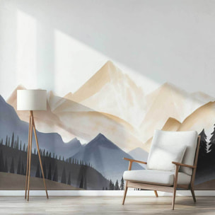 Papier peint silhouette de montagne Intissé