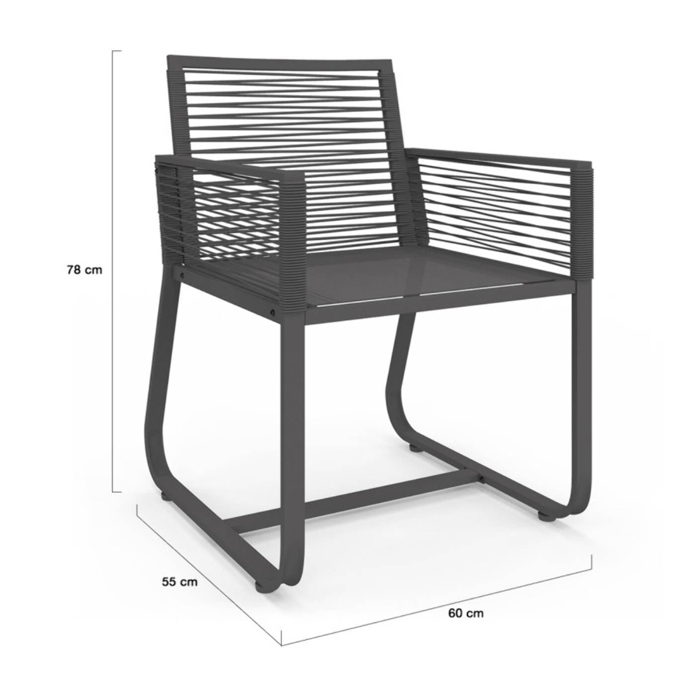 Salon de jardin Varna  6 places gris anthracite