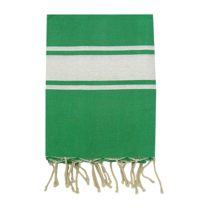 Fouta plate traditionnelle - Kozo Vert Emeraude - 100x200cm - 190g/m²