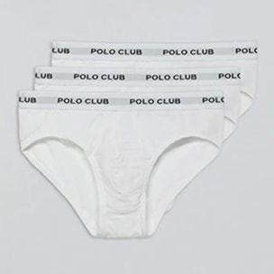 Pack di tre slip bianchi con particolare Polo Club