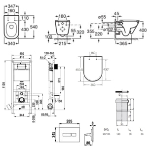 Pack WC bâti-support ECO 2 L Roca + WC suspendu Roca avec abattant SoftClose + plaque chrome (ROROGAWR05-FR)