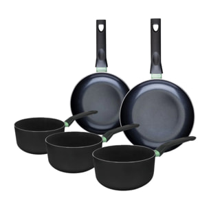 Ensemble de 2 poêles de 20 et 24 cm et 3 casseroles 16, 18 et 20 cm Fackelmann Brandao