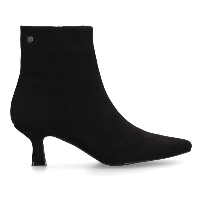 Botín elegante de tacón bajo con cremallera para mujer.