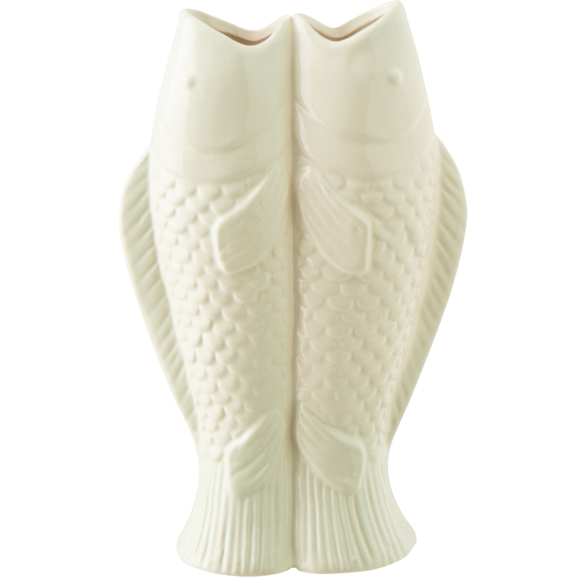 J-Line Vase 2 Poissons - grès - vert menthe