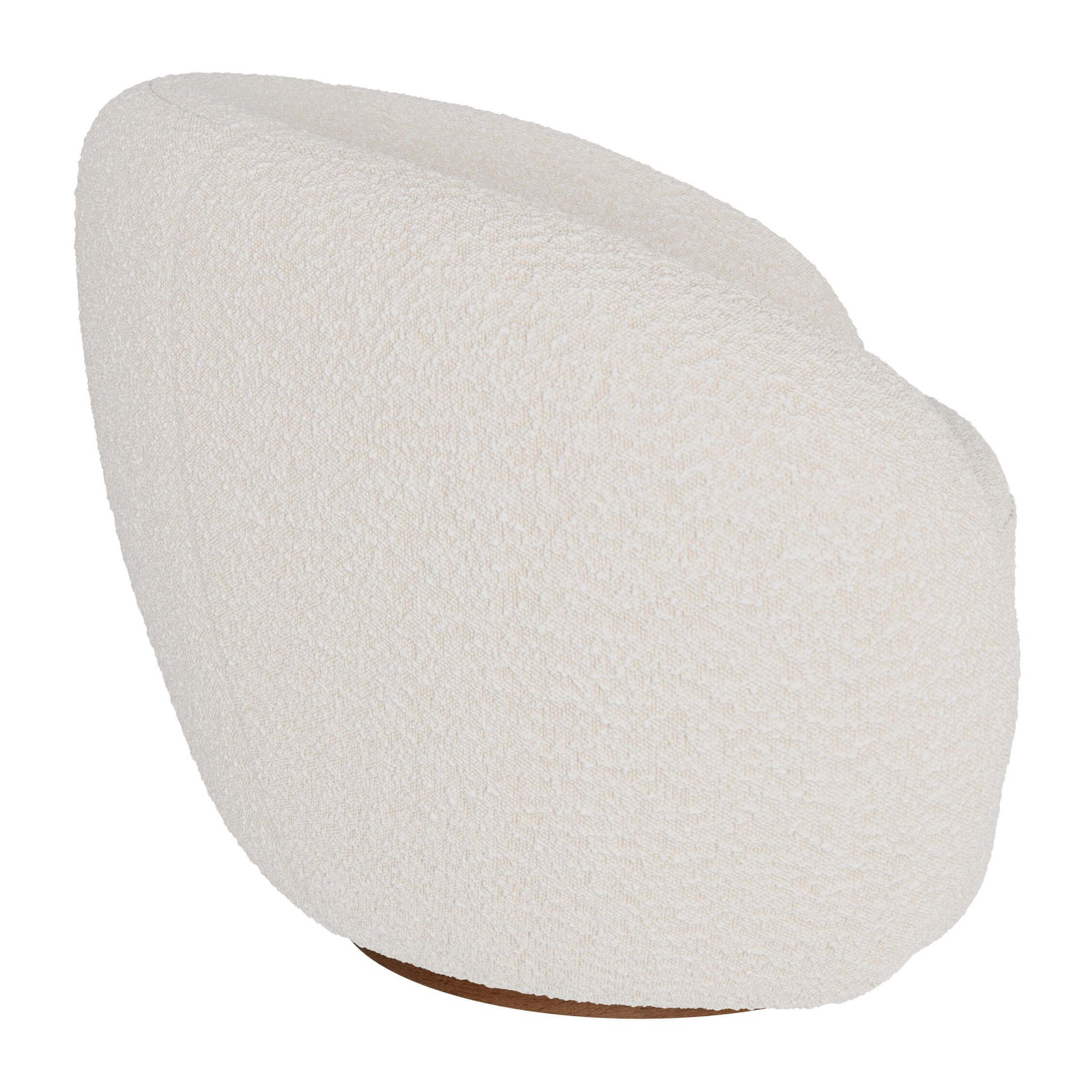 Fauteuil pivotant Naya en tissu bouclé blanc